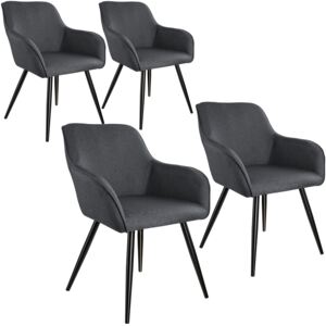 Tectake 404087 4x sedia marilyn effetto lino nero - grigio scuro/nero