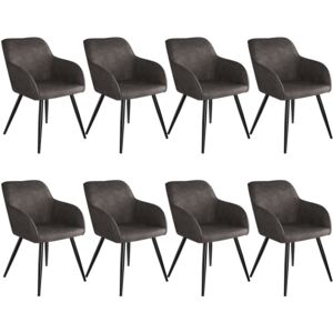 Tectake 404081 8x sedia marilyn tessuto - grigio scuro/nero
