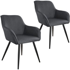 Tectake 404086 2x sedia marilyn effetto lino nero - grigio scuro/nero