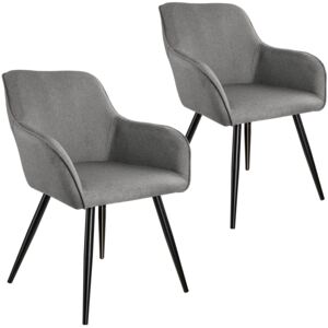 Tectake 404090 2x sedia marilyn effetto lino nero - grigio chiaro/nero