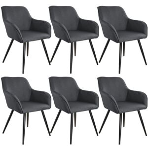 Tectake 404088 6x sedia marilyn effetto lino nero - grigio scuro/nero