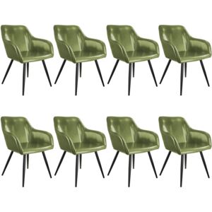 Tectake 404097 8x sedia marilyn similpelle - verde scuro/nero