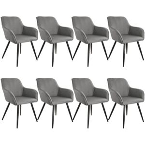 Tectake 404093 8x sedia marilyn effetto lino nero - grigio chiaro/nero