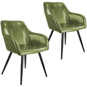 Tectake 404094 2x sedia marilyn similpelle - verde scuro/nero