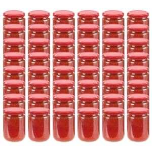 VidaXL Vasi per Marmellata in Vetro Coperchio Rosso 48 pz 230 ml