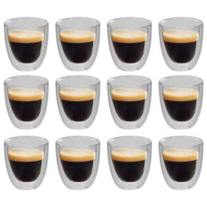 VidaXL Bicchiere Termico a Doppia Parete per Caffè Espresso 12 pz 80ml