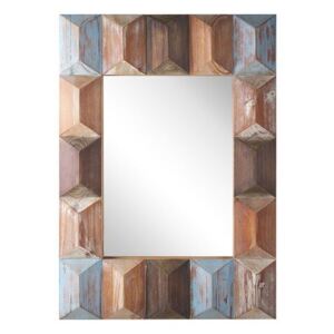 Specchio Rettangolare Decorativo in Legno Scuro Stile Boho Moderno 63 x 90 cm Beliani