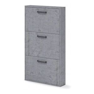 Scarpiera Slim grigio cemento in legno nobilitato 3 ribalte cm 108x65x15