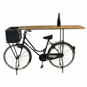 Console Bicicletta in Legno con Portabottiglie - Personalizzabile