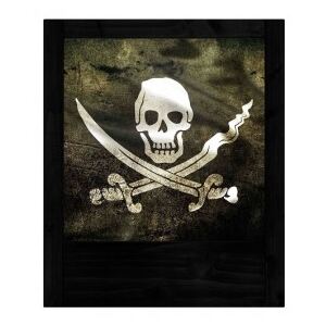 Lampada in legno nera bandiera pirati