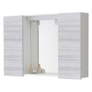 Specchiera contenitore per il bagno 60x90 cm due ante grigio