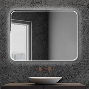 Specchio bagno retroilluminato stondato LED 90x70 cm reversibile