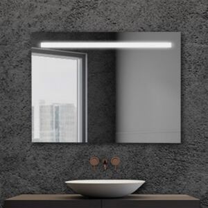 Specchio bagno retroilluminato LED 90x60 cm con fascia superiore
