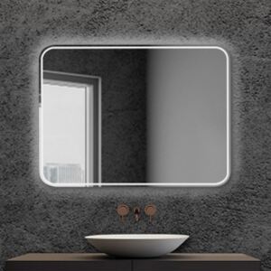 Specchio bagno retroilluminato stondato LED 80x60 cm reversibile