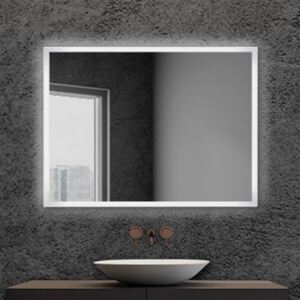 Specchio bagno retroilluminato LED 80x60 cm con cornice reversibile
