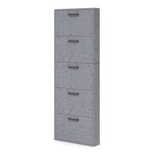 Scarpiera Slim 5 ribalte grigio cemento legno nobilitato h.180x65x15 cm