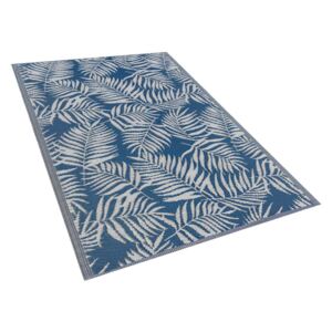 Tappeto da Esterno Motivo Foglie di Palma Blu 120 x 180 cm Beliani