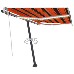 VidaXL Tenda da Sole Manuale con LED 300x250 cm Arancione e Marrone