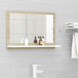 VidaXL Specchio da Bagno Bianco e Rovere 60x10,5x37 cm in Truciolato