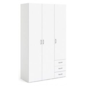 Armadio multiuso Dains, Mobile ausiliario a 3 ante, Guardaroba portascarpe,  Guardaroba portascope, 109x37h180 cm, Bianco