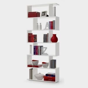 Libreria decorativa e funzionale, colore bianco lucido, cm 80 x 25 x h192, Bifacciale