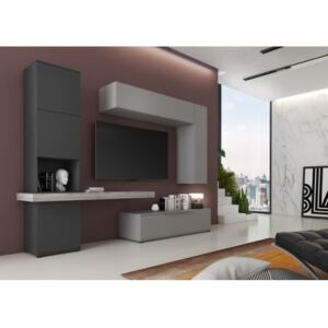 Mobile parete da soggiorno, colore grigio a antracite, cm 150 x 38 x 49