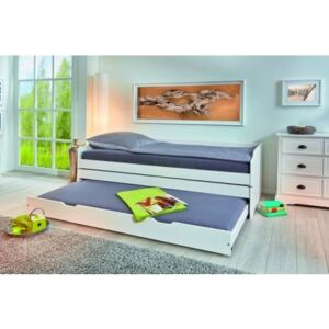 Divano letto singolo con 2 letti estraibili, trasformabile in 3 letti,  colore bianco, 199 x 87 x 65 cm