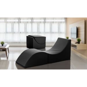 Talamo Italia Clever, pouf trasformabile in una chaise longue in ecopelle, colore nero