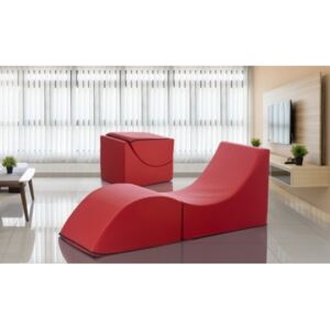 Talamo Italia Clever, pouf trasformabile in una chaise longue in ecopelle, colore rosso