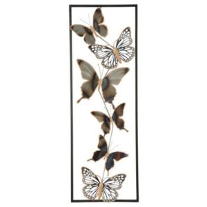 Pannello con farfalle, Struttura in ferro, Colore nero, 2,5 x 90 x 31 cm