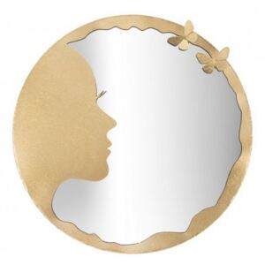 Specchio da parete, Ferro e Specchio, Colore Oro, Misure: 80 x 2,5 x 80 cm