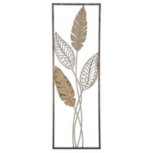 Pannello con foglie, Struttura in ferro, Colore oro, 1,9 x 91 x 30,5 cm