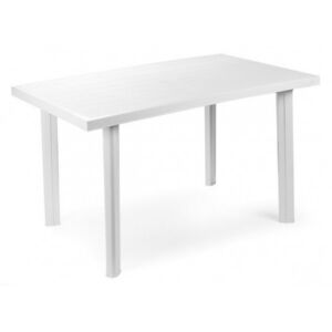 Tavolo rettangolare da esterno, Made in Italy, 126x76x72 cm, color Bianco