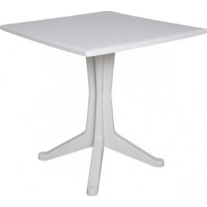 Tavolo quadrato da esterno ed interno, Made in Italy, 70x70x72 cm, color Bianco
