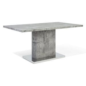 Tavolo da Pranzo MDF Effetto Cemento Piedistallo in Metallo 90 x 160 cm Beliani