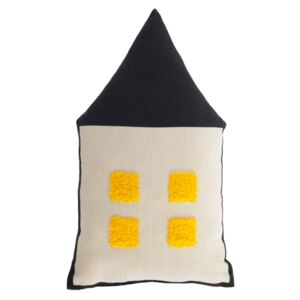 Kave Home - Cuscino casa Nisi 100% cotone (GOTS) beige e nero 35 x 20 cm