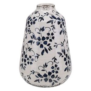 Vaso per fiori in ceramica bianco e blu effetto invecchiato vaso per interni 20 cm Beliani