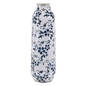 Vaso per fiori decorativo in ceramica bianca con motivo floreale 30 cm Beliani