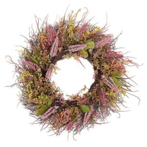 Corona Ghirlanda Decorativa ø 50 cm per Porta Ingresso Colore Rosa e Verde Beliani