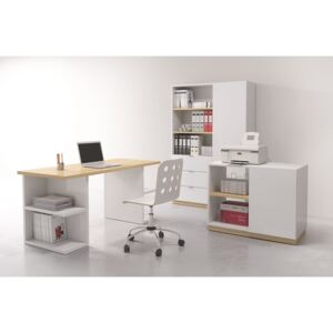 Set ufficio BFAH9 Bianco lucido + quercia