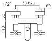 Miscelatore vasca doccia duplex Rubitor serie Athos 7110 cromato - Rubitor
