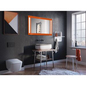 Specchio Rettangolare LED Mosaico Con Cornice Arancione - W-CBUO - 120x65