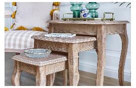 Tavolini impilabili in legno massello stile shabby chic LAVAL-Arrediorg.it
