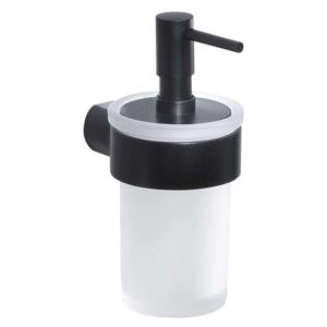 Sapho Accessori bagno Gedy - Dispenser sapone con supporto, nero opaco/vetro satin PI8114