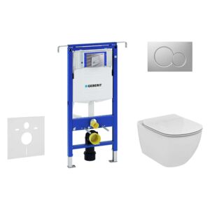 Geberit Duofix - Modulo di installazione per WC sospesi con placca di comando Sigma01, cromo opaco + WC e copriwater, Aquablade, SoftClose, Ideal Standard Tesi 111.355.00.5 NU3