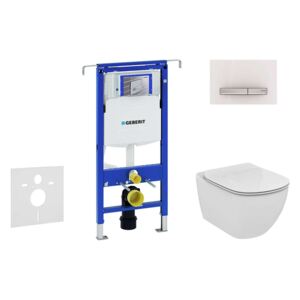 Geberit Duofix - Modulo di installazione per WC sospesi con placca di comando Sigma50, binaco alpino + WC e copriwater, Aquablade, SoftClose, Ideal Standard Tesi 111.355.00.5 NU8