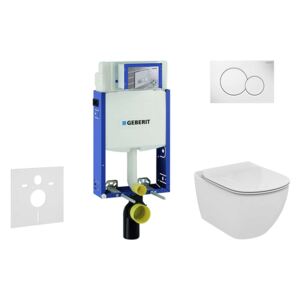 Geberit Combifix - Modulo di installazione per WC sospesi con placca di comando Sigma01, bianco alpino + WC e copriwater Ideal Standard Tesi, Aquablade, SoftClose 110.302.00.5 NU1