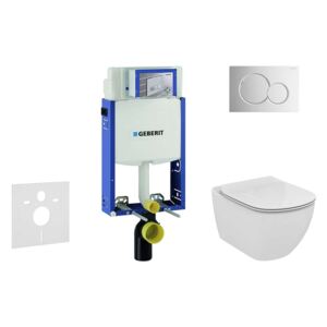 Geberit Combifix - Modulo di installazione per WC sospesi con placca di comando Sigma01, cromo lucido + WC e copriwater, Aquablade, SoftClose, Ideal Standard Tesi 110.302.00.5 NU2