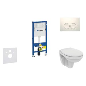 Geberit Duofix - Modulo di installazione per WC sospesi con placca di comando Delta21, bianco alpino + WC e copriwater Ideal Standard Quarzo 458.103.00.1 NR1