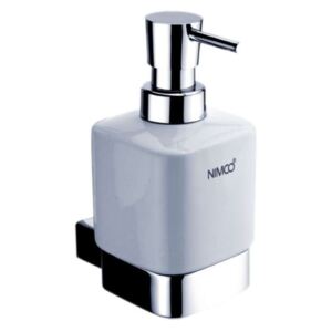Nimco Kibo - Dispenser di sapone liquido con supporto, cromato Ki 14031K-26